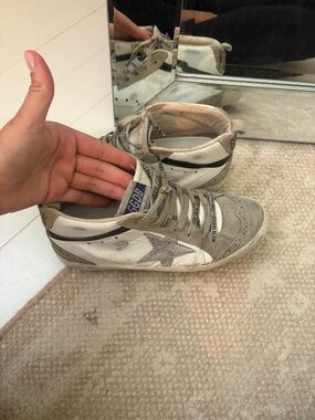 Golden Goose White, Gray & Silver Star Low-Top Sneakers